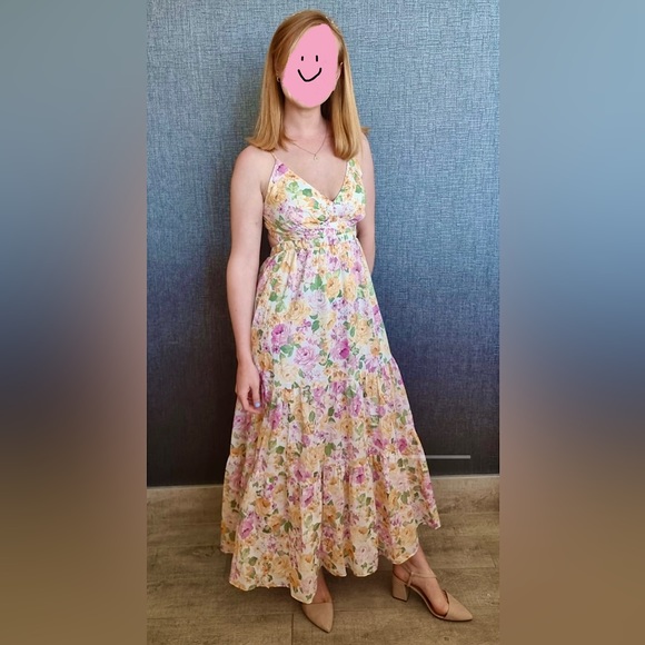 Evernew Melbourne Open Back Maxi Dress in Bright Floral -USA 2/ EU 34 stretchy - Picture 2 of 5